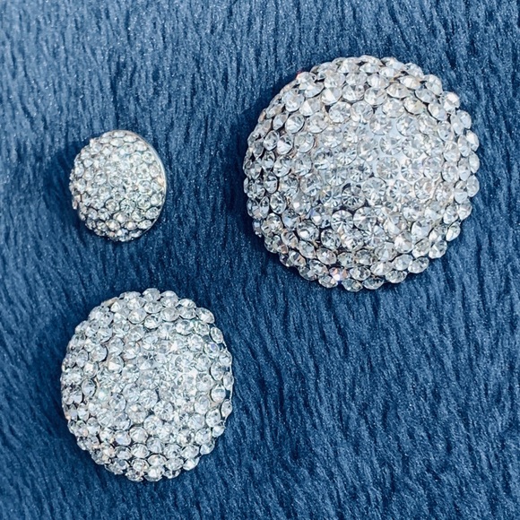 3 PC round Rhinestone Shank Buttons Sewing Crafts - Picture 1 of 8